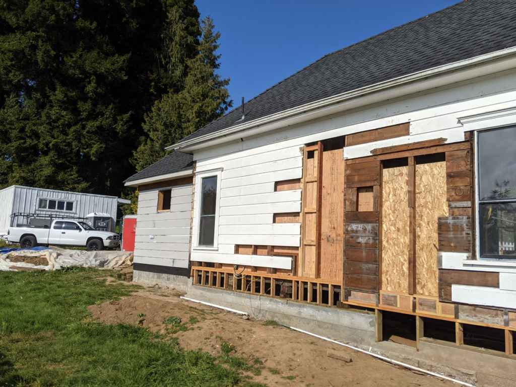 A work in progress view of the addition to the Historic Shotgun house remodel.